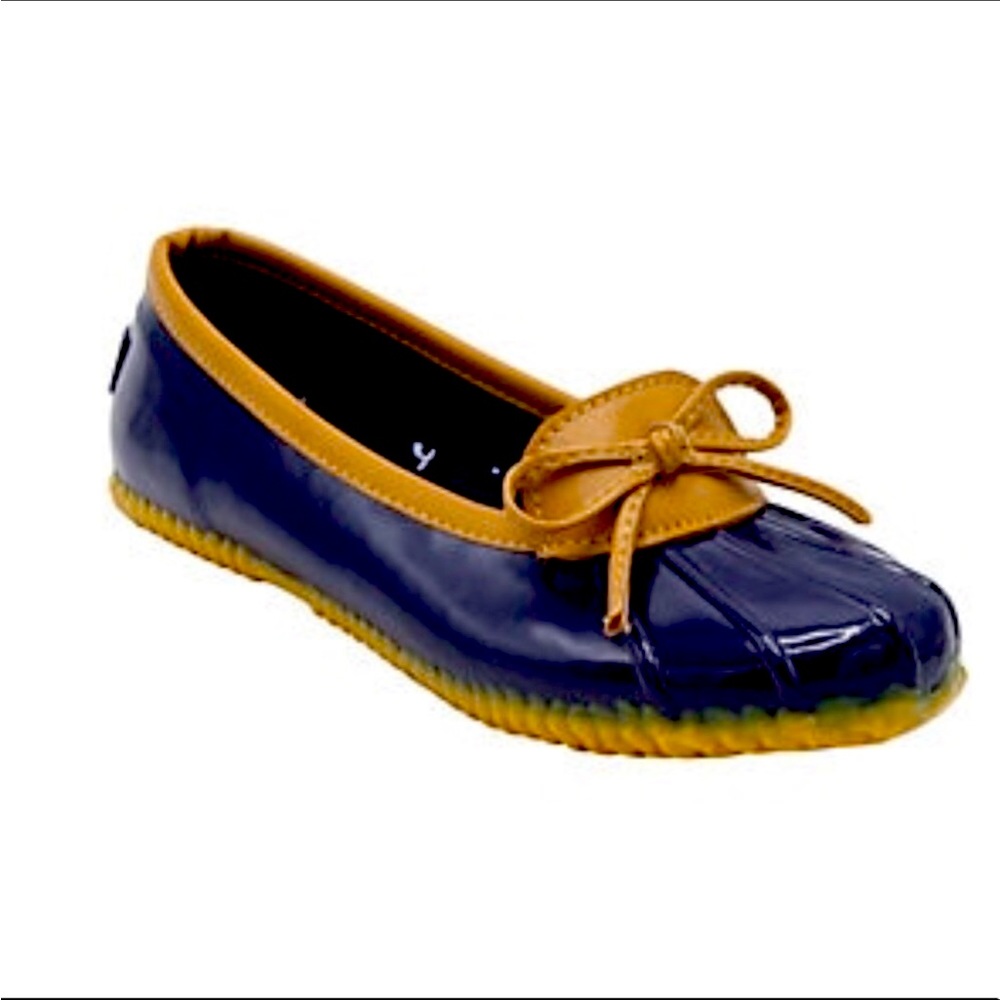 London Fog Duck Waterproof Shoe sz 9 Navy/Tan NEW